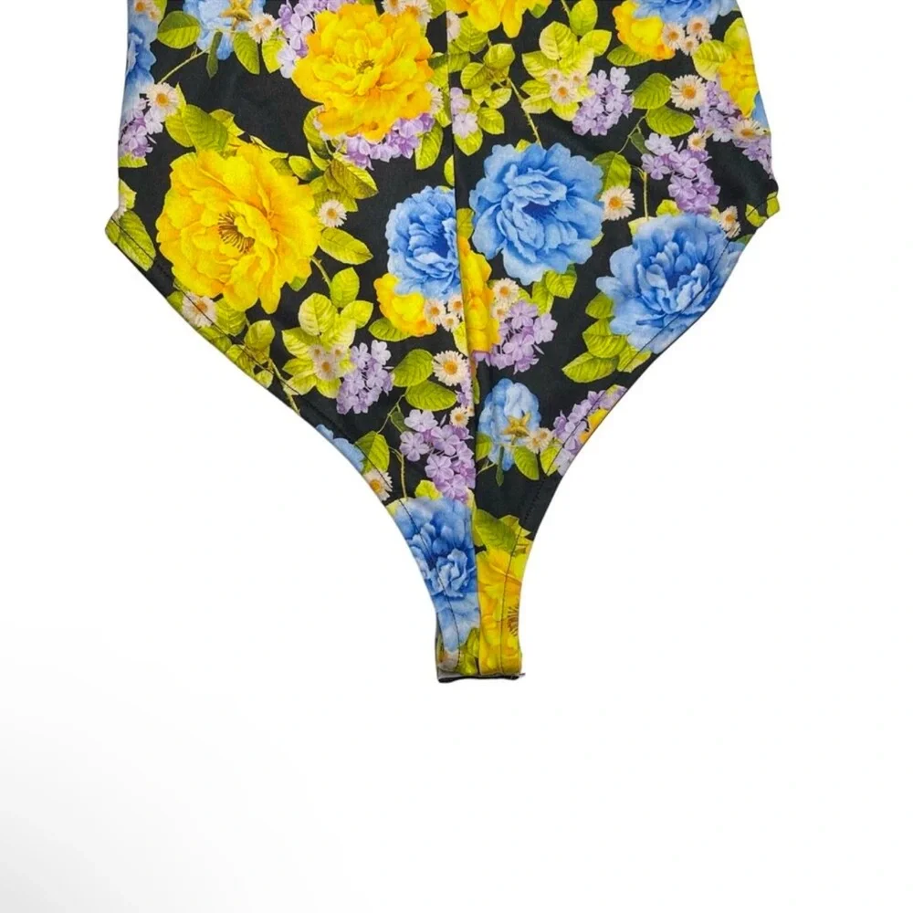 Zara Floral Bodysuit - Yellow, Blue, Black NWOT Size M - Picture 7 of 8